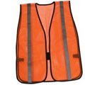 1217-O Orange Economy 1" Silver Tape Polyester Mesh Vest